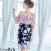<Love Rich>刺繍レース パーティードレス キャバドレス (ピンクブラック)